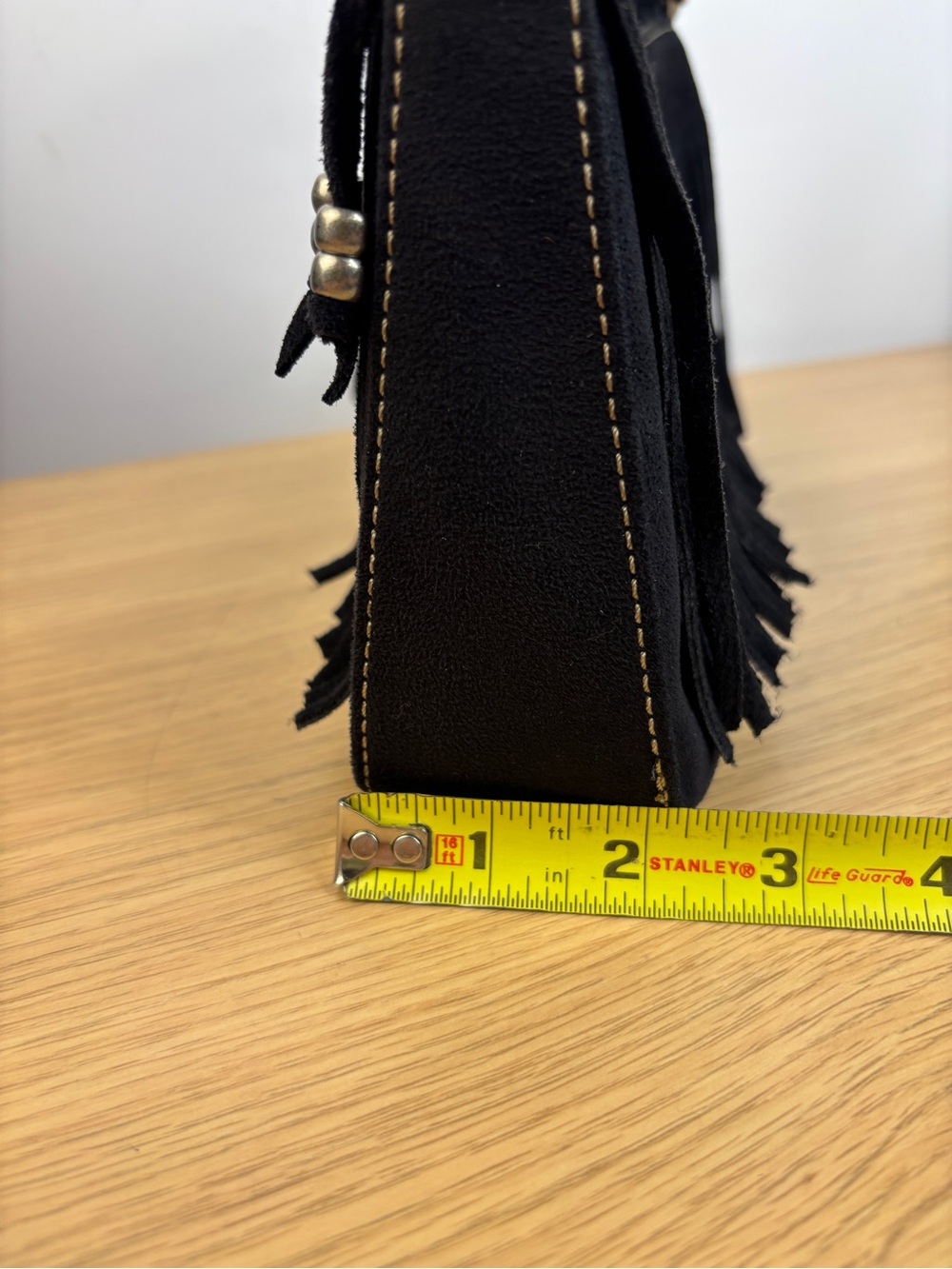Vintage Nine West Black Suede Fringe Baguette Bag - Picture 15 of 15